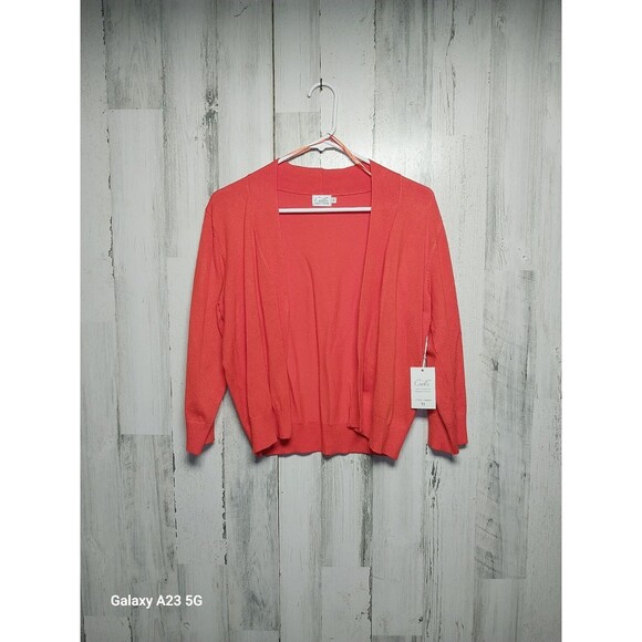 Cielo Women's Open Cardigan Sweater  Cropped 3/4 Sleeves Lightweight XL Orange - Picture 1 of 8